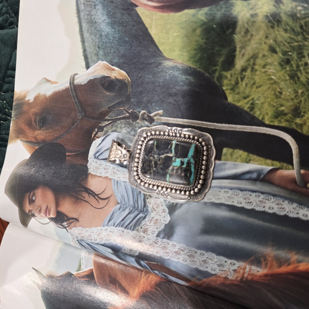 Native MADE BLACK JACK Turquoise PENDANT - Picture 3 of 16